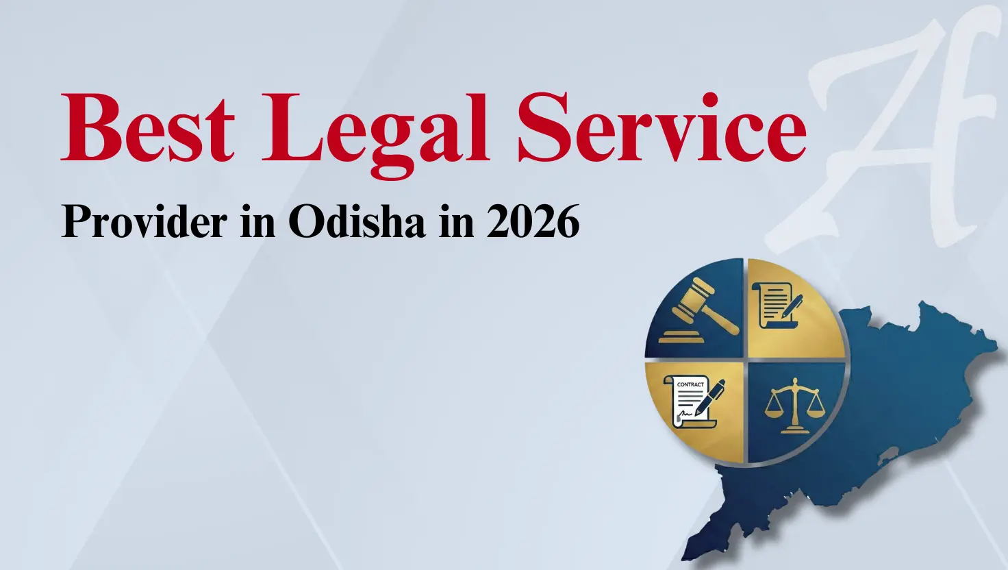 Best legal service provider in Odisha in 2026 showing law icons and state map.